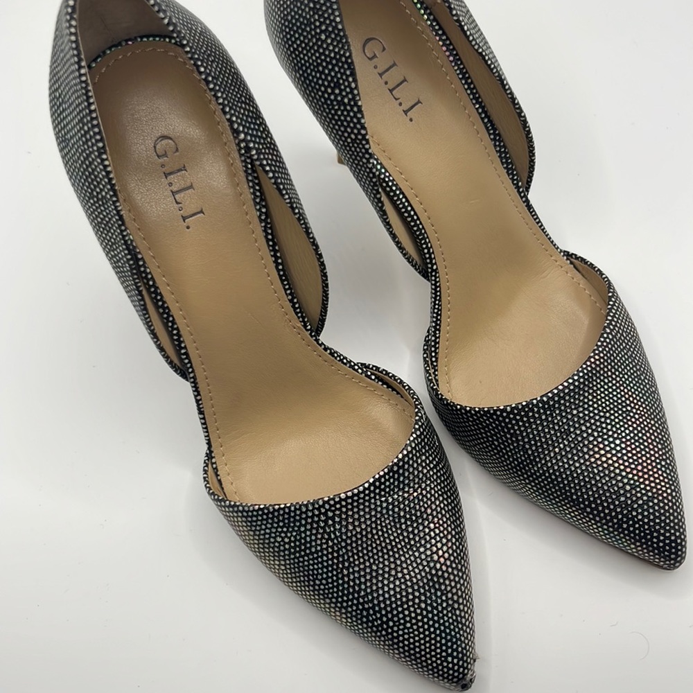 G.I.L.I. Black Rhinestone Pointed Toe Heels